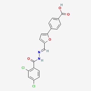 4-{5-[(E)-{2-[(2,4-dichlorophenyl)carbonyl]hydrazinylidene}methyl]furan-2-yl}benzoic acid