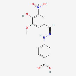 molecular formula C15H13N3O6 B10901664 4-[(2Z)-2-(4-hydroxy-3-methoxy-5-nitrobenzylidene)hydrazinyl]benzoic acid 