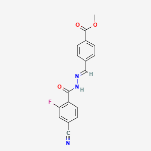 molecular formula C17H12FN3O3 B10901670 methyl 4-[(E)-{2-[(4-cyano-2-fluorophenyl)carbonyl]hydrazinylidene}methyl]benzoate 