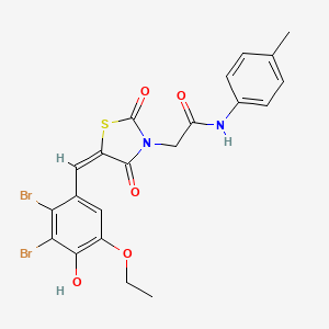 2-[(5E)-5-(2,3-dibromo-5-ethoxy-4-hydroxybenzylidene)-2,4-dioxo-1,3-thiazolidin-3-yl]-N-(4-methylphenyl)acetamide