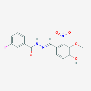 molecular formula C15H12IN3O5 B10901684 N'-[(E)-(4-hydroxy-3-methoxy-2-nitrophenyl)methylidene]-3-iodobenzohydrazide 