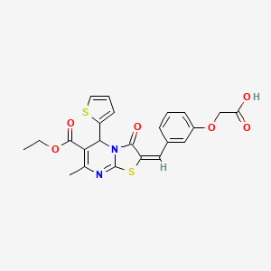 (3-{(E)-[6-(ethoxycarbonyl)-7-methyl-3-oxo-5-(thiophen-2-yl)-5H-[1,3]thiazolo[3,2-a]pyrimidin-2(3H)-ylidene]methyl}phenoxy)acetic acid