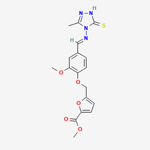 methyl 5-[(2-methoxy-4-{(E)-[(3-methyl-5-sulfanyl-4H-1,2,4-triazol-4-yl)imino]methyl}phenoxy)methyl]furan-2-carboxylate