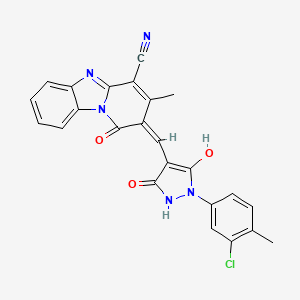 2-{(Z)-[1-(3-chloro-4-methylphenyl)-3,5-dioxopyrazolidin-4-ylidene]methyl}-1-hydroxy-3-methylpyrido[1,2-a]benzimidazole-4-carbonitrile