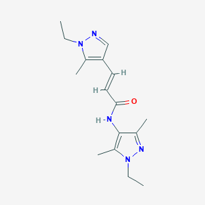 molecular formula C16H23N5O B10901739 N-(1-ethyl-3,5-dimethyl-1H-pyrazol-4-yl)-3-(1-ethyl-5-methyl-1H-pyrazol-4-yl)acrylamide 