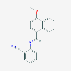 molecular formula C19H14N2O B10901749 Benzonitrile, 2-[(4-methoxynaphthalen-1-ylmethylene)amino]- 