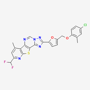 4-[5-[(4-chloro-2-methylphenoxy)methyl]furan-2-yl]-13-(difluoromethyl)-11-methyl-16-thia-3,5,6,8,14-pentazatetracyclo[7.7.0.02,6.010,15]hexadeca-1(9),2,4,7,10(15),11,13-heptaene