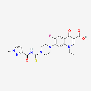 molecular formula C22H23FN6O4S B10901801 1-ethyl-6-fluoro-7-(4-{[(1-methyl-1H-pyrazol-3-yl)carbonyl]carbamothioyl}piperazin-1-yl)-4-oxo-1,4-dihydroquinoline-3-carboxylic acid 