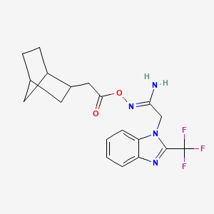 molecular formula C19H21F3N4O2 B10901802 (1Z)-N'-[(bicyclo[2.2.1]hept-2-ylacetyl)oxy]-2-[2-(trifluoromethyl)-1H-benzimidazol-1-yl]ethanimidamide 