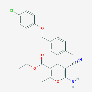 ethyl 6-amino-4-{5-[(4-chlorophenoxy)methyl]-2,4-dimethylphenyl}-5-cyano-2-methyl-4H-pyran-3-carboxylate