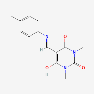 molecular formula C14H15N3O3 B10901829 1,3-Dimethyl-5-{[(4-methylphenyl)amino]methylidene}-1,3-diazinane-2,4,6-trione CAS No. 181648-71-5