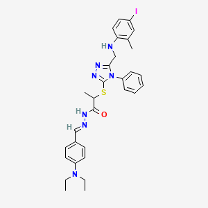 molecular formula C30H34IN7OS B10901837 N'-{(E)-[4-(diethylamino)phenyl]methylidene}-2-[(5-{[(4-iodo-2-methylphenyl)amino]methyl}-4-phenyl-4H-1,2,4-triazol-3-yl)sulfanyl]propanehydrazide 