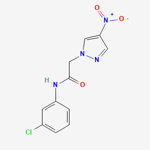 molecular formula C11H9ClN4O3 B10901839 N-(3-chlorophenyl)-2-(4-nitro-1H-pyrazol-1-yl)acetamide 