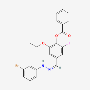 molecular formula C22H18BrIN2O3 B10901853 4-{(Z)-[2-(3-bromophenyl)hydrazinylidene]methyl}-2-ethoxy-6-iodophenyl benzoate 