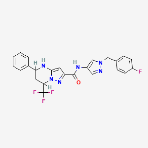 molecular formula C24H20F4N6O B10901864 N~2~-[1-(4-Fluorobenzyl)-1H-pyrazol-4-YL]-5-phenyl-7-(trifluoromethyl)-4,5,6,7-tetrahydropyrazolo[1,5-A]pyrimidine-2-carboxamide 