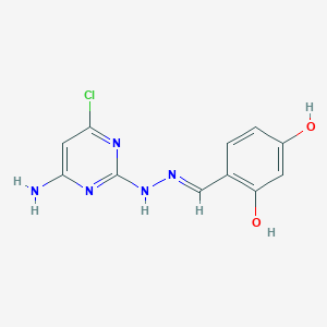 molecular formula C11H10ClN5O2 B10901889 4-{(E)-[2-(4-amino-6-chloropyrimidin-2-yl)hydrazinylidene]methyl}benzene-1,3-diol 