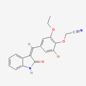 molecular formula C19H15BrN2O3 B10901937 {2-bromo-6-ethoxy-4-[(Z)-(2-oxo-1,2-dihydro-3H-indol-3-ylidene)methyl]phenoxy}acetonitrile 