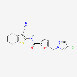 5-[(4-chloro-1H-pyrazol-1-yl)methyl]-N-(3-cyano-4,5,6,7-tetrahydro-1-benzothiophen-2-yl)furan-2-carboxamide