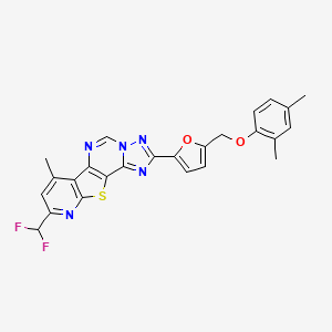 13-(difluoromethyl)-4-[5-[(2,4-dimethylphenoxy)methyl]furan-2-yl]-11-methyl-16-thia-3,5,6,8,14-pentazatetracyclo[7.7.0.02,6.010,15]hexadeca-1(9),2,4,7,10(15),11,13-heptaene