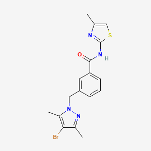 3-[(4-bromo-3,5-dimethyl-1H-pyrazol-1-yl)methyl]-N-(4-methyl-1,3-thiazol-2-yl)benzamide