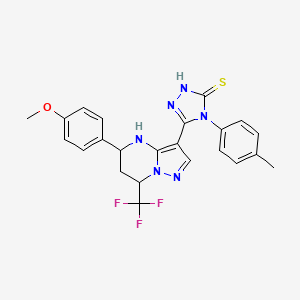 5-[5-(4-methoxyphenyl)-7-(trifluoromethyl)-4,5,6,7-tetrahydropyrazolo[1,5-a]pyrimidin-3-yl]-4-(4-methylphenyl)-4H-1,2,4-triazole-3-thiol