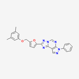 molecular formula C25H20N6O2 B10902363 2-{5-[(3,5-Dimethylphenoxy)methyl]-2-furyl}-7-phenyl-7H-pyrazolo[4,3-E][1,2,4]triazolo[1,5-C]pyrimidine 