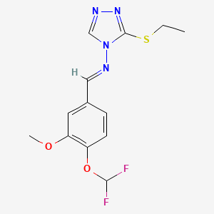 N-{(E)-[4-(difluoromethoxy)-3-methoxyphenyl]methylidene}-3-(ethylsulfanyl)-4H-1,2,4-triazol-4-amine