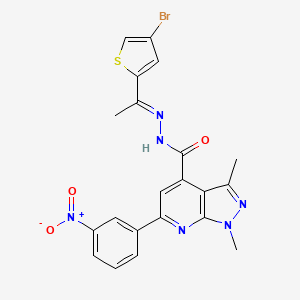 molecular formula C21H17BrN6O3S B10902511 N'-[(1E)-1-(4-bromothiophen-2-yl)ethylidene]-1,3-dimethyl-6-(3-nitrophenyl)-1H-pyrazolo[3,4-b]pyridine-4-carbohydrazide 