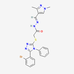 2-{[5-(2-bromophenyl)-4-phenyl-4H-1,2,4-triazol-3-yl]sulfanyl}-N'-[(E)-(1,3-dimethyl-1H-pyrazol-4-yl)methylidene]acetohydrazide