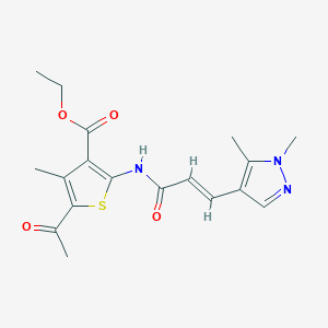 ethyl 5-acetyl-2-{[(2E)-3-(1,5-dimethyl-1H-pyrazol-4-yl)prop-2-enoyl]amino}-4-methylthiophene-3-carboxylate