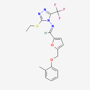 3-(ethylsulfanyl)-N-[(E)-{5-[(2-methylphenoxy)methyl]furan-2-yl}methylidene]-5-(trifluoromethyl)-4H-1,2,4-triazol-4-amine