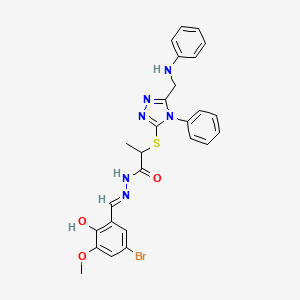 N'-[(E)-(5-bromo-2-hydroxy-3-methoxyphenyl)methylidene]-2-({4-phenyl-5-[(phenylamino)methyl]-4H-1,2,4-triazol-3-yl}sulfanyl)propanehydrazide