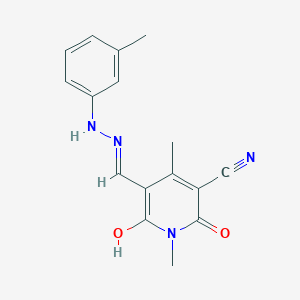 (5Z)-1,4-dimethyl-5-{[2-(3-methylphenyl)hydrazinyl]methylidene}-2,6-dioxo-1,2,5,6-tetrahydropyridine-3-carbonitrile