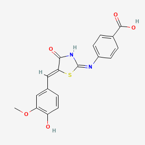 4-{[(2E,5Z)-5-(4-hydroxy-3-methoxybenzylidene)-4-oxo-1,3-thiazolidin-2-ylidene]amino}benzoic acid