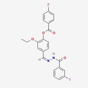 2-ethoxy-4-[(Z)-{2-[(3-iodophenyl)carbonyl]hydrazinylidene}methyl]phenyl 4-fluorobenzoate