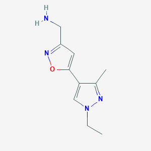 molecular formula C10H14N4O B10902980 1-[5-(1-ethyl-3-methyl-1H-pyrazol-4-yl)-1,2-oxazol-3-yl]methanamine 