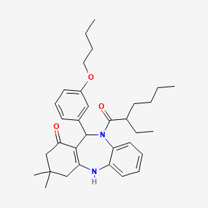 11-(3-butoxyphenyl)-10-(2-ethylhexanoyl)-3,3-dimethyl-2,3,4,5,10,11-hexahydro-1H-dibenzo[b,e][1,4]diazepin-1-one