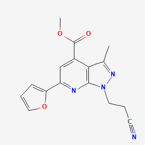 methyl 1-(2-cyanoethyl)-6-(furan-2-yl)-3-methyl-1H-pyrazolo[3,4-b]pyridine-4-carboxylate