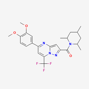 [5-(3,4-Dimethoxyphenyl)-7-(trifluoromethyl)pyrazolo[1,5-A]pyrimidin-2-YL](2,4,6-trimethylpiperidino)methanone