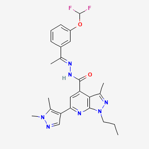 N'-{(1E)-1-[3-(difluoromethoxy)phenyl]ethylidene}-6-(1,5-dimethyl-1H-pyrazol-4-yl)-3-methyl-1-propyl-1H-pyrazolo[3,4-b]pyridine-4-carbohydrazide