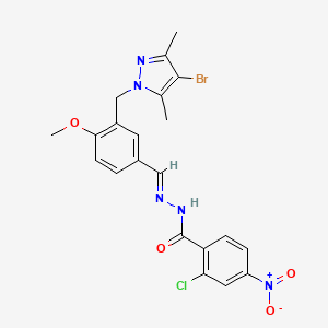 N'-[(E)-{3-[(4-bromo-3,5-dimethyl-1H-pyrazol-1-yl)methyl]-4-methoxyphenyl}methylidene]-2-chloro-4-nitrobenzohydrazide