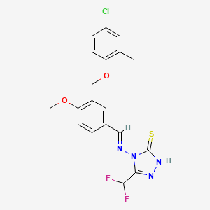 4-{[(E)-{3-[(4-chloro-2-methylphenoxy)methyl]-4-methoxyphenyl}methylidene]amino}-5-(difluoromethyl)-4H-1,2,4-triazole-3-thiol