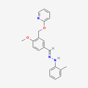 2-[(2-methoxy-5-{(E)-[2-(2-methylphenyl)hydrazinylidene]methyl}benzyl)oxy]pyridine