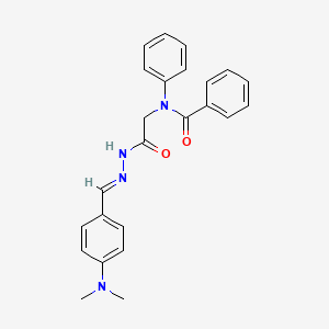 N-(2-{(2E)-2-[4-(dimethylamino)benzylidene]hydrazinyl}-2-oxoethyl)-N-phenylbenzamide (non-preferred name)