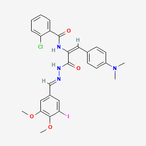 2-chloro-N-{(1E)-1-[4-(dimethylamino)phenyl]-3-[(2E)-2-(3-iodo-4,5-dimethoxybenzylidene)hydrazinyl]-3-oxoprop-1-en-2-yl}benzamide