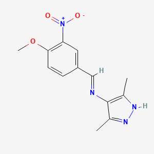 N-[(E)-(4-methoxy-3-nitrophenyl)methylidene]-3,5-dimethyl-1H-pyrazol-4-amine