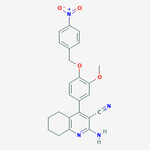 molecular formula C24H22N4O4 B10903941 2-Amino-4-{3-methoxy-4-[(4-nitrobenzyl)oxy]phenyl}-5,6,7,8-tetrahydroquinoline-3-carbonitrile 