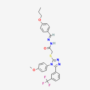 2-({4-(4-methoxyphenyl)-5-[3-(trifluoromethyl)phenyl]-4H-1,2,4-triazol-3-yl}sulfanyl)-N'-[(E)-(4-propoxyphenyl)methylidene]acetohydrazide