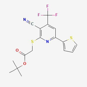 Tert-butyl {[3-cyano-6-(thiophen-2-yl)-4-(trifluoromethyl)pyridin-2-yl]sulfanyl}acetate