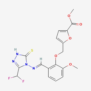 methyl 5-({2-[(E)-{[3-(difluoromethyl)-5-sulfanyl-4H-1,2,4-triazol-4-yl]imino}methyl]-6-methoxyphenoxy}methyl)furan-2-carboxylate